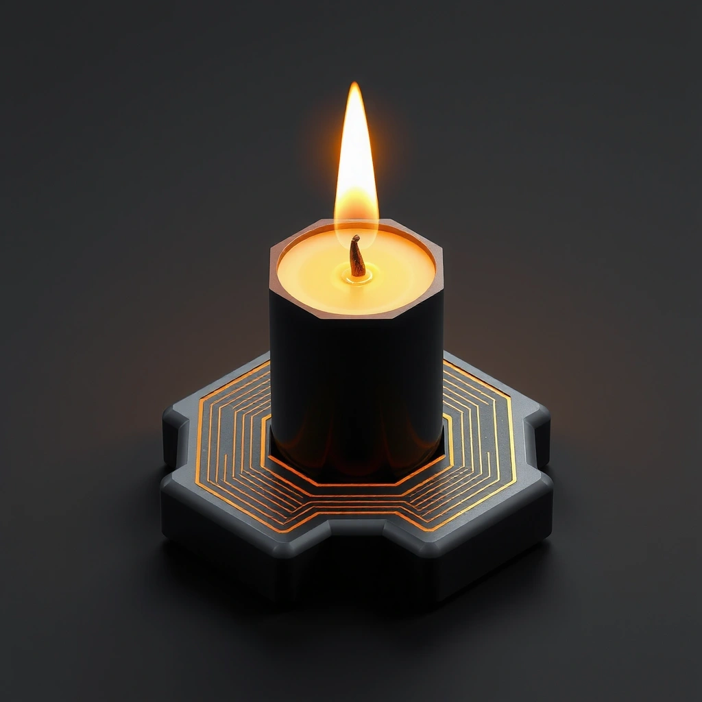 Candle integrated with microchip circuitry